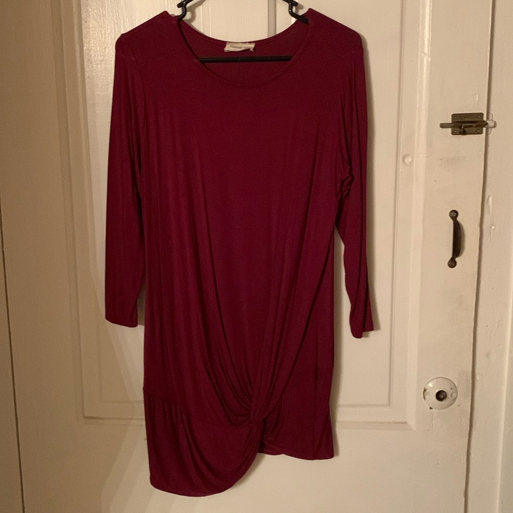 Women’s Long Maroon Shirt with Knot Detail